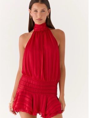 Willow Chiffon Mini Dress - Red